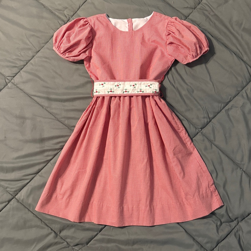 Eyelet & Ivy Dress Girl’s 7 S Red White Gingham Checks White Sash Spring NEW